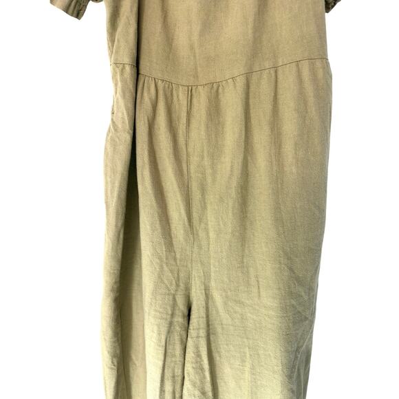 Nobody's Child Jumpsuit Beige Smocked Back Short Sleeve Casual Basic Size 10 - Picture 9 of 16